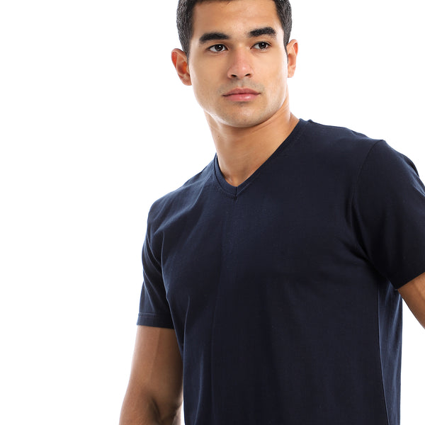 Basic V-Neck Comfy T-Shirt - Navy Blue