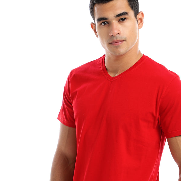 Basic V-Neck Comfy T-Shirt - Red