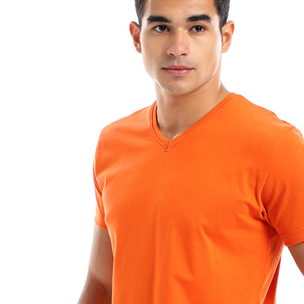 Basic V-Neck Comfy T-Shirt - Orange