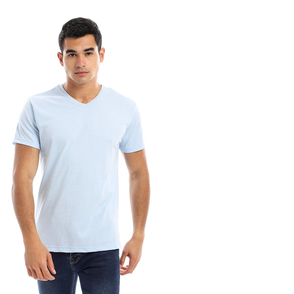 Basic V-Neck Comfy T-Shirt - Light Blue