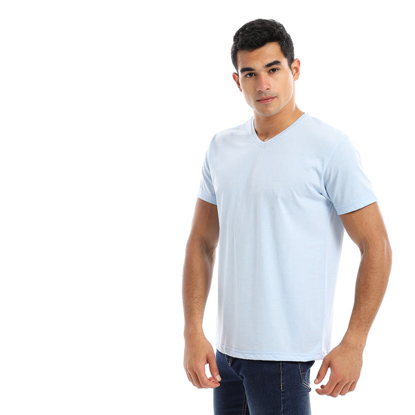 Basic V-Neck Comfy T-Shirt - Light Blue