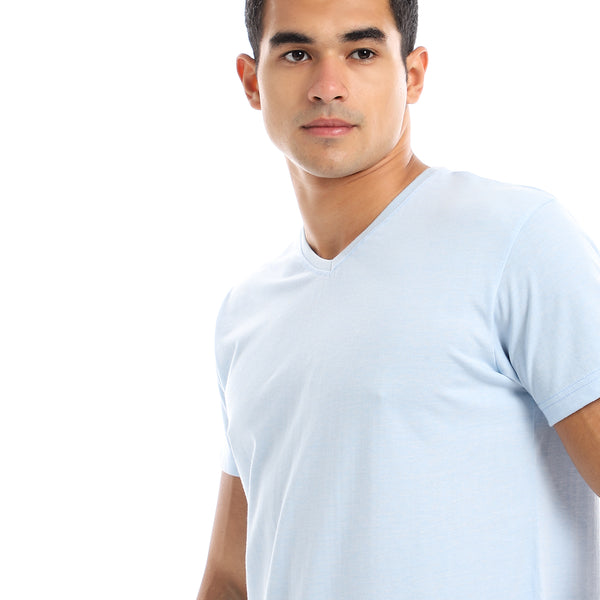 Basic V-Neck Comfy T-Shirt - Light Blue