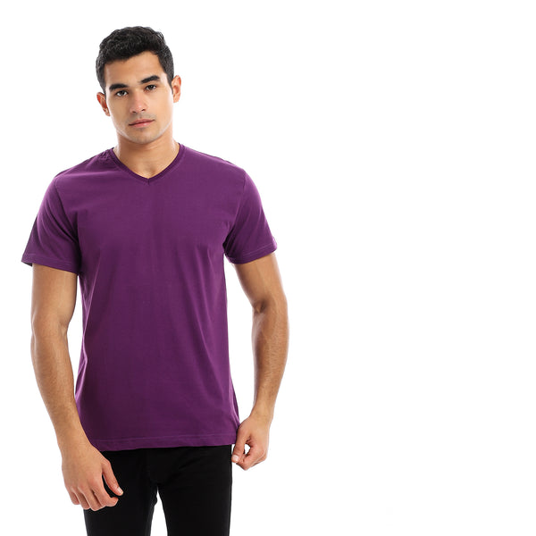 Basic V-Neck Comfy T-Shirt - Purple