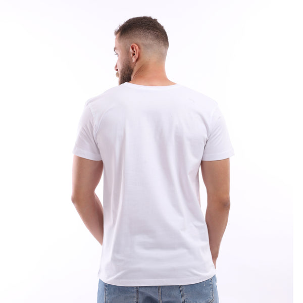 Half Sleeves Casual Printed T-Shirt - White