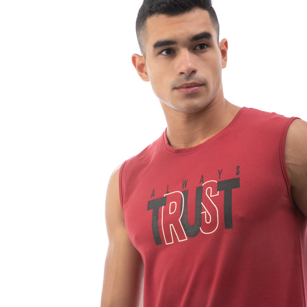 Printed Always Trust Comfy Tank Tops - Marron