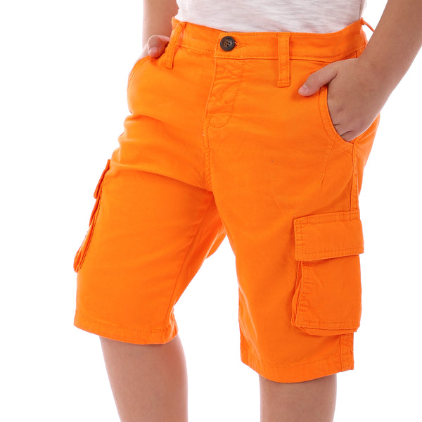 جيوب جانبية شورت جبردين برتقالي كهربائي كاجوال