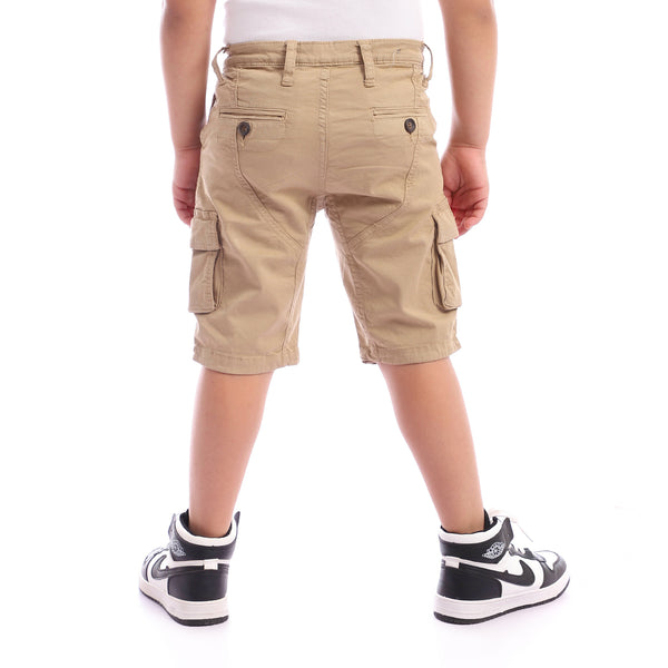 Side Pockets Casual Khaki Gabardine Shorts