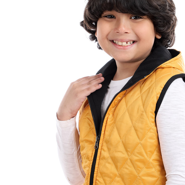 Stitched Double Face Boys Vest - Mustard