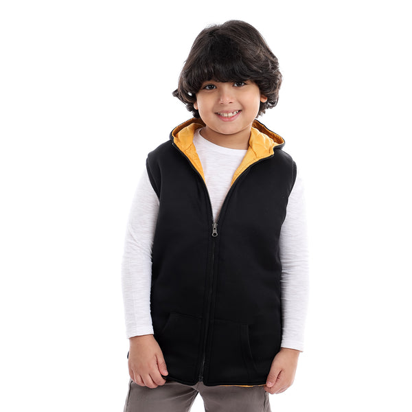 Stitched Double Face Boys Vest - Mustard