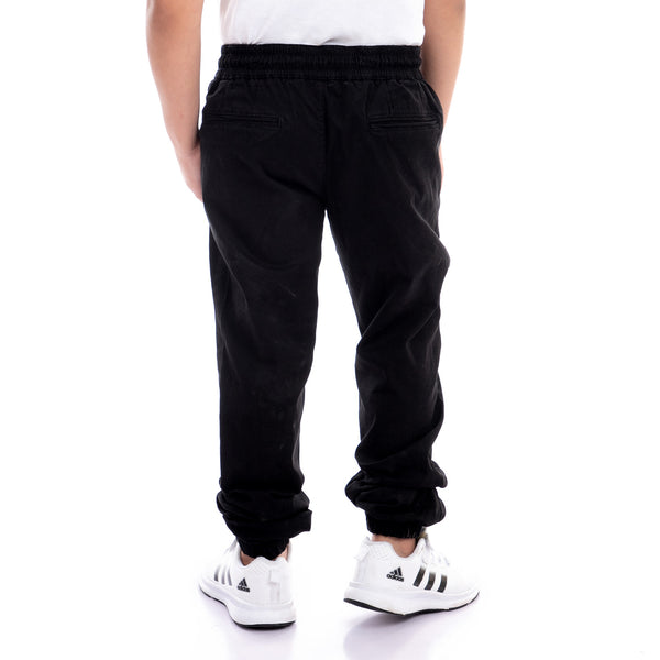 Boys Solid Casual Pants - Black