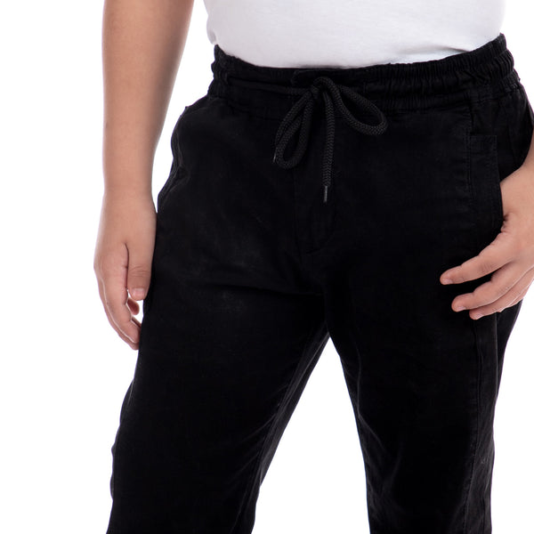 Boys Solid Casual Pants - Black