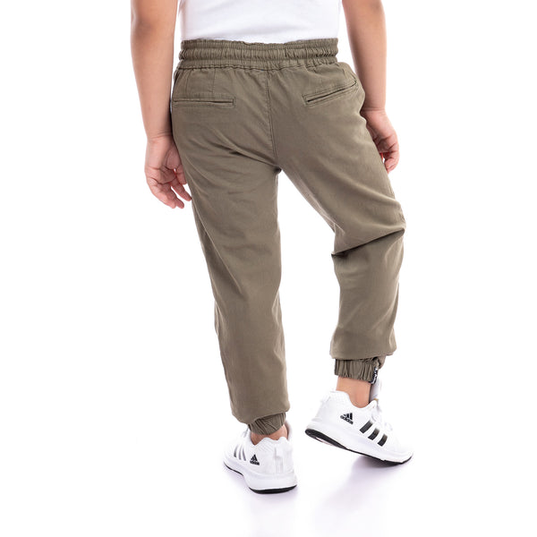 Boys Solid Casual Pants - Olive