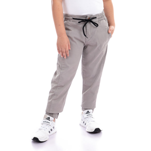 Boys Solid Casual Pants - Grey