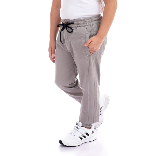 Boys Solid Casual Pants - Grey