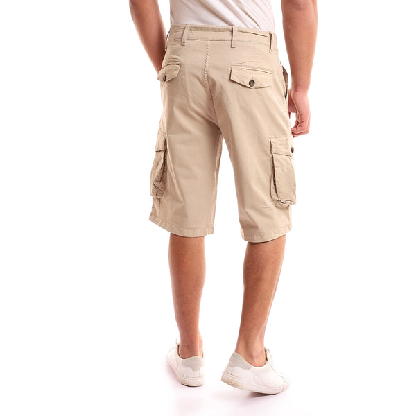 Plain Beige Knee Length baggy Shorts