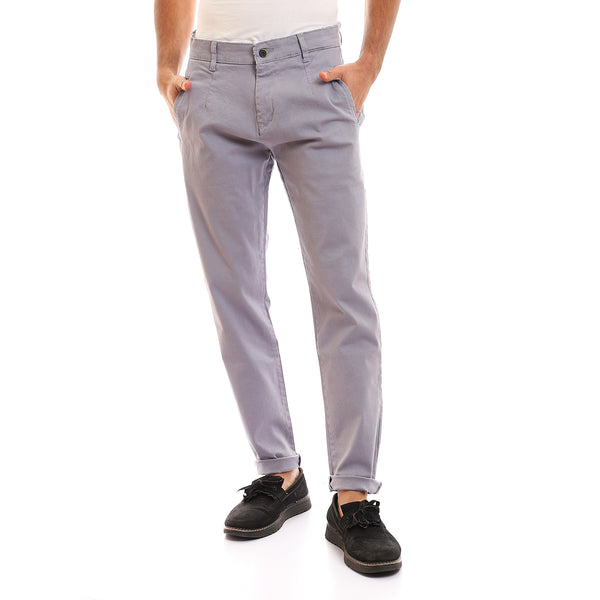 Plain Regular Fit Solid Pants - Grey