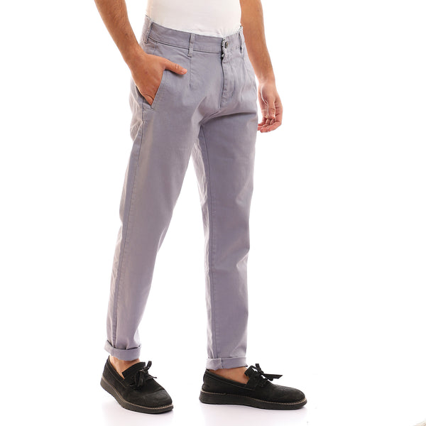 Plain Regular Fit Solid Pants - Grey
