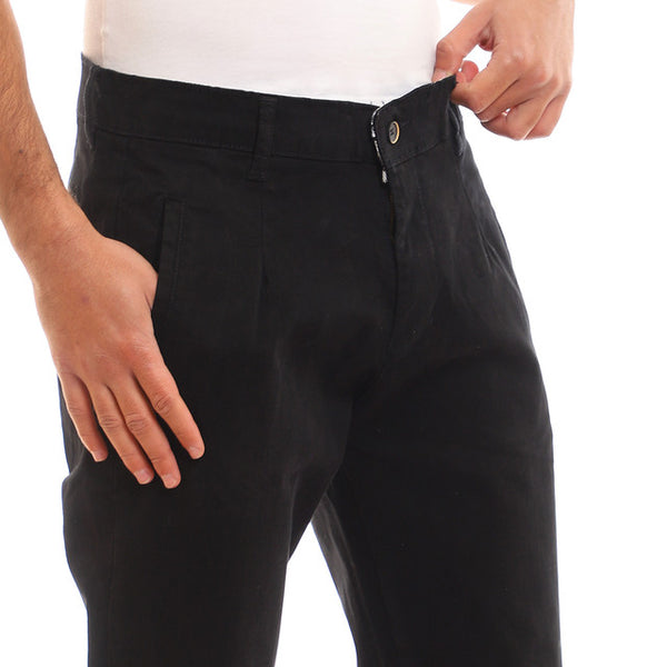 Plain Regular Fit Solid Pants - Black
