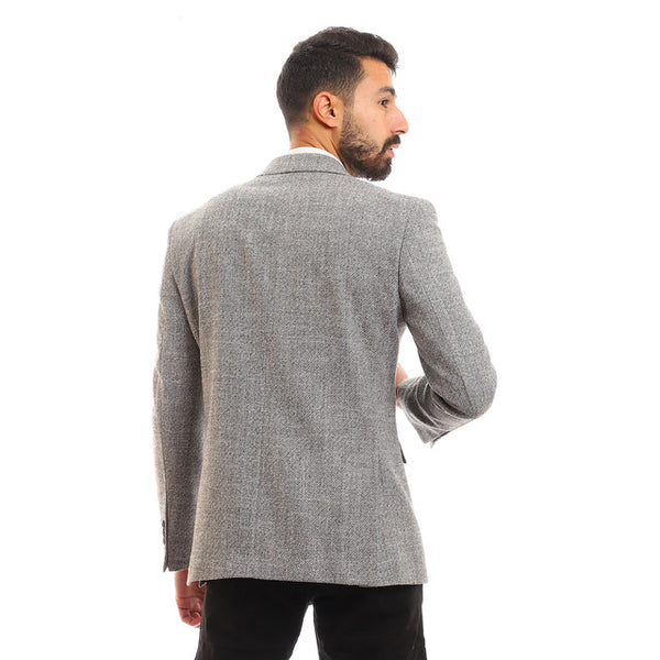 Flap Pockets Slim Fit Blazer - Light Grey