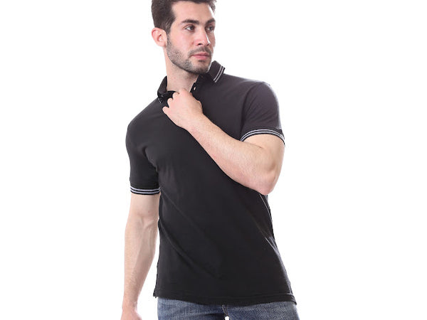 Solid_Polo_Shirt_with_Striped_Cuffs_-_Black
