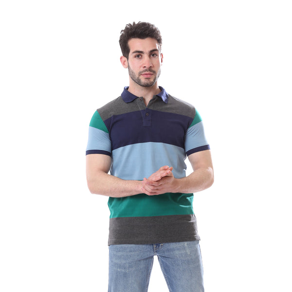 Short_Sleeves_Casual_Polo_Shirt_-_Navy_Blue_&_Teal