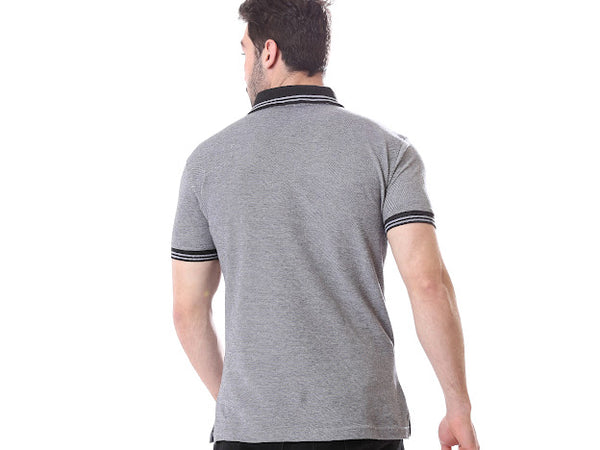 Elastic-Cuffed_Short_Sleeves_Polo_Shirt_-_Heather_Grey