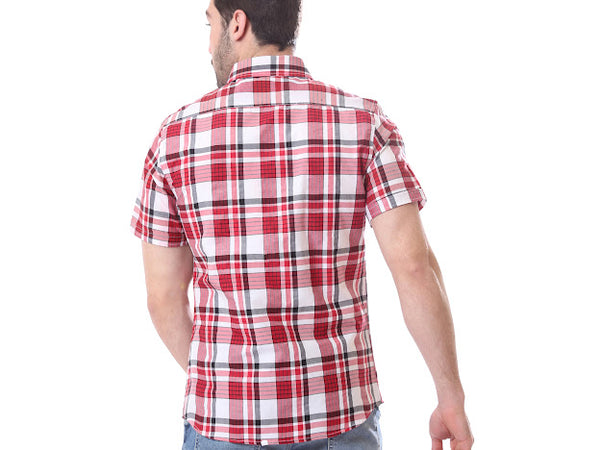 Tartan_Shorts_Sleeves_Shirt_-_Light_Red_&_White