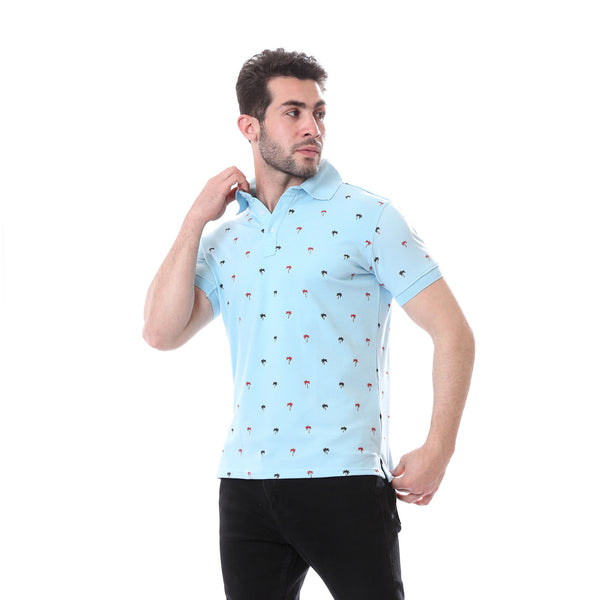 Palm_Trees_Printed_Polo_Shirt_-_Light_Blue