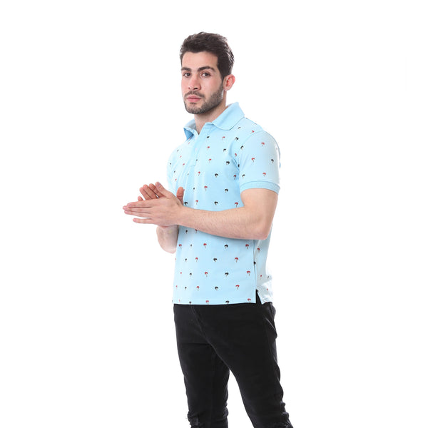 Palm_Trees_Printed_Polo_Shirt_-_Light_Blue