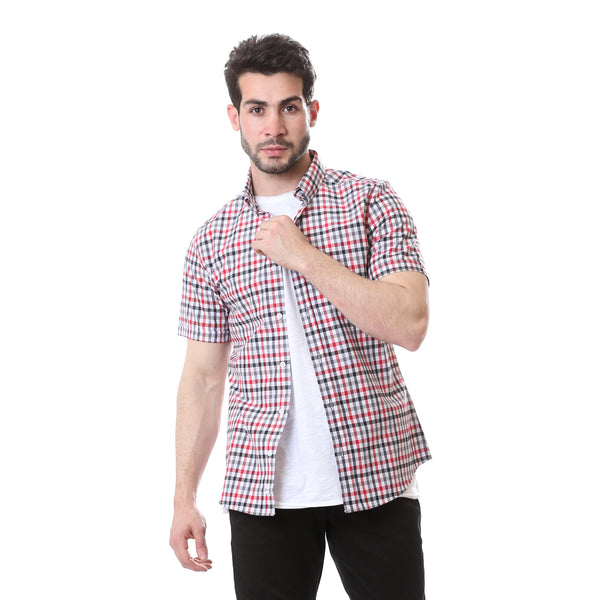 Casual_Gingham_Short_Sleeves_Regular_Shirt_-_White,_Black_&_Red