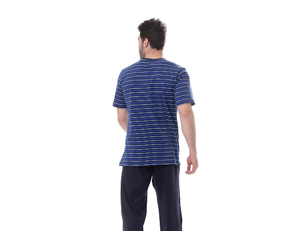 Relaxed_Fit_Striped_Tee_Cotton_Pajama_Set_-_Royal_Blue