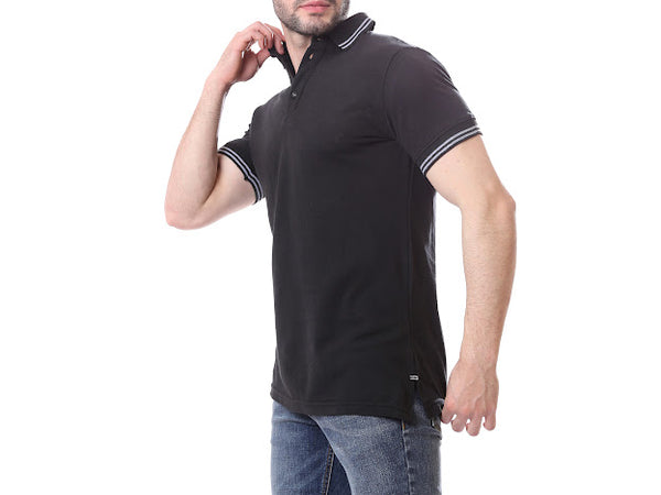 Solid_Polo_Shirt_with_Striped_Cuffs_-_Black