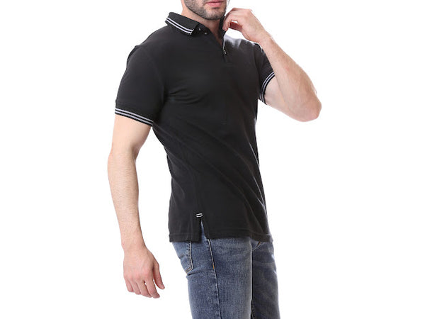 solid_polo_shirt_with_striped_cuffs_-_black
